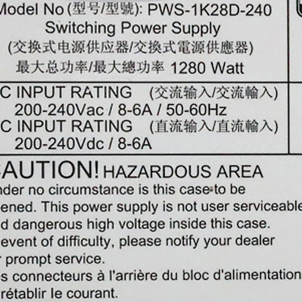 Original 1280W 1620W PWS-1K28D-240 PWS-1K62P-1R Switching Power Supply for Exchange Type Server Redundant Power Supply Module