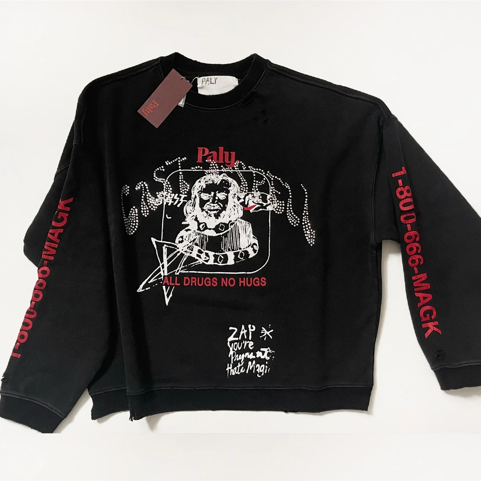 

25ss Washed PALY Patched Craft Round Neck Sweatshirt Hoodie Men Women High Quality Casual Style Hooded Pullover