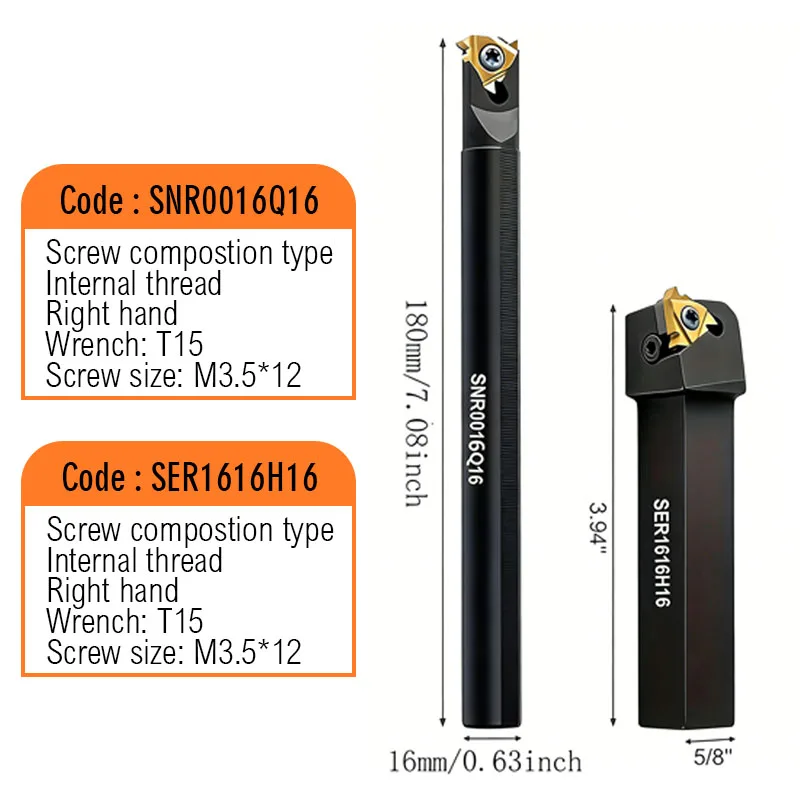 SER1616H16 SNR0016Q16 High Quality Rotary Cutting Tool CNC Turning Hard Alloy Thread Insert 16ER16IR