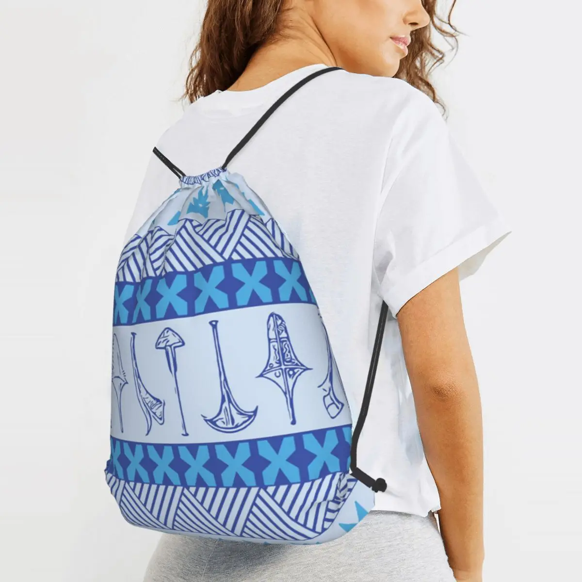 Pasifika Aquila - Blue Backpacks Portable Drawstring Bags Sports Bag Book Bags for Travel School