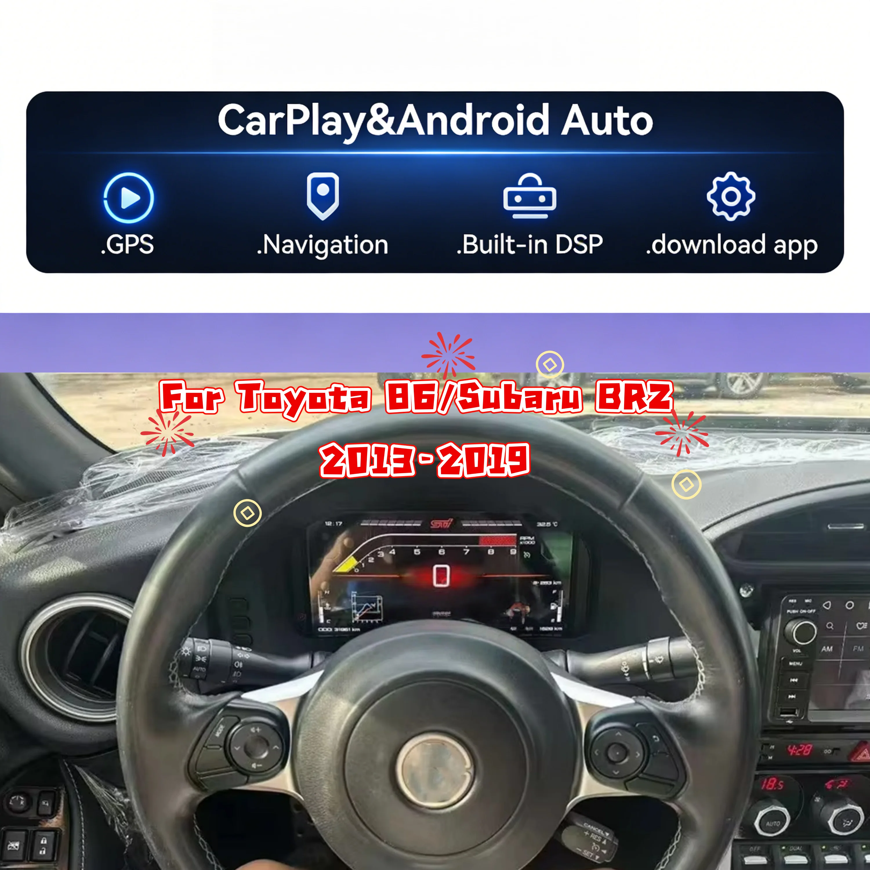 

12,3-дюймовый цифровой ЖК-дисплей приборной панели для Toyota 86 Subaru BRZ 2013-2019, виртуальный спидометр, панель приборов, кокпит