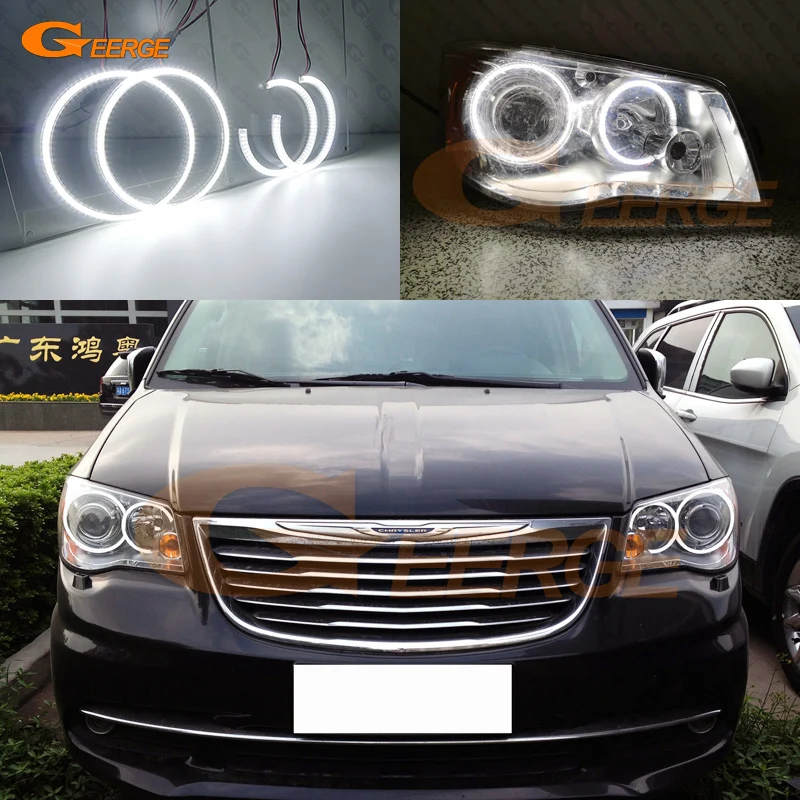 Geerge For Chrysler Grand Voyager V RT 2008 - 2012 2013 2014 2015 2016 Ultra Bright Day Light SMD LED Angel Eyes Kit Halo Rings