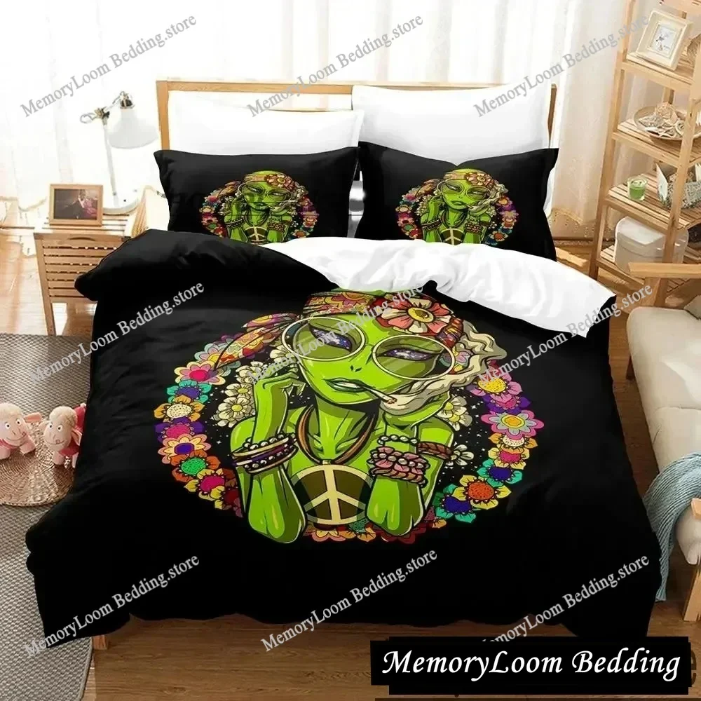 

3D Print Alien Gangster Bedding Set Duvet Cover Bed Set Quilt Cover Pillowcase Comforter king Queen Size Boys Adult Bedding Set