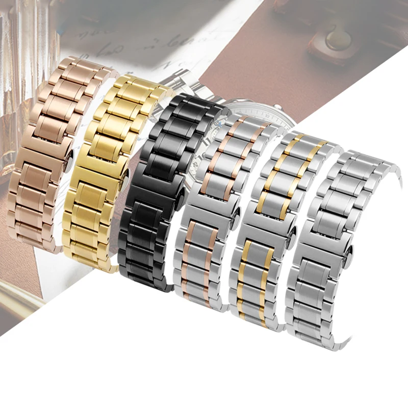 Curved end stainless steel watchband bracelet watch straps 16mm 17mm 18mm 19mm 20mm 21mm 22mm 23mm 24mm steel banding bracelet