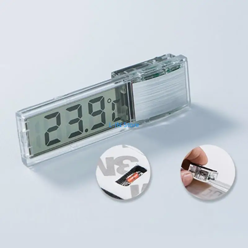 ميزان حرارة رقمي لحوض السمك، شاشة LCD مثبتة لمستشعر درجة حرارة الخزان، قراءة دقيقة لمرابيات الحيوانات ذات الحجم النحيف #5