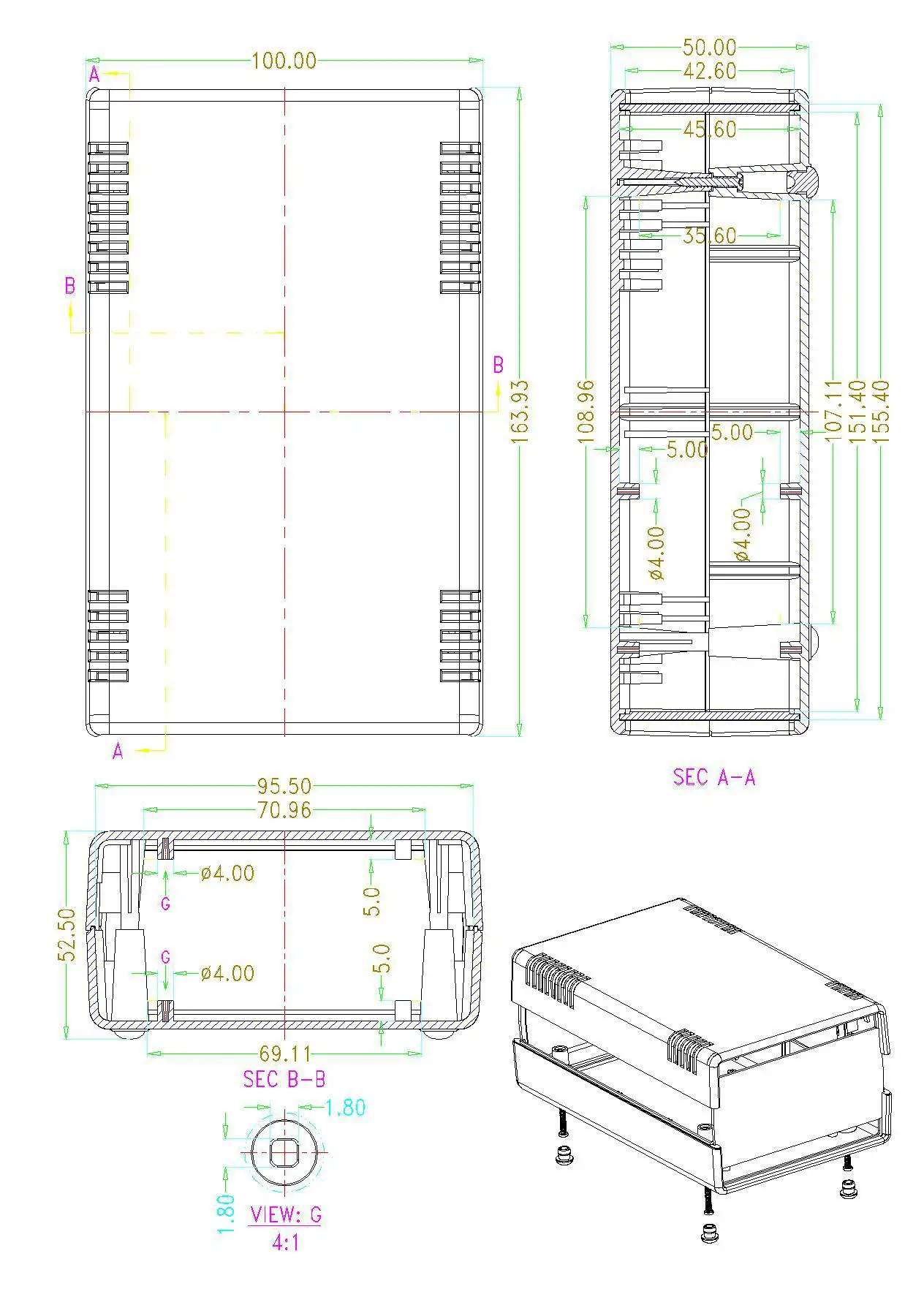 Bahar Merk Behuizing Abs Plastic Behuizing Desk-Top Shell Draad Junction Box Instrument Case Model Bdh 20007