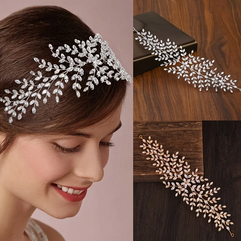 Fashion Crystal Luxury Silver Color Headband Wedding Hair Accessories Bridal Zircon Tiara Headpiece Princess Queen Crown Jewelry