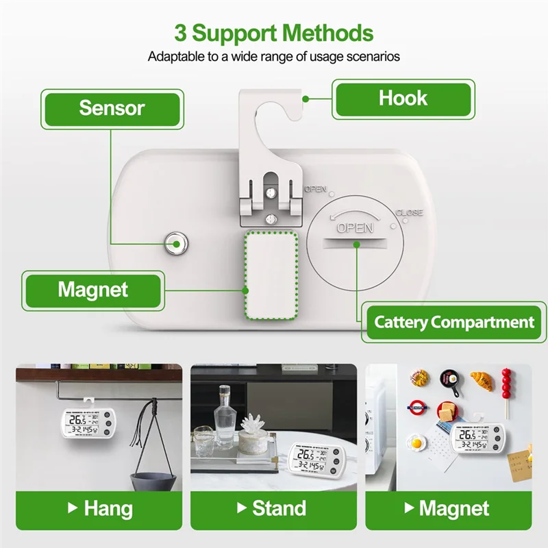 【صفقة فلاش】ميزان حرارة الثلاجة الرقمي، عبوتان، ميزان حرارة الثلاجة المقاوم للماء، وظيفة مؤقت التسجيل بحد أقصى/دقيقة #3