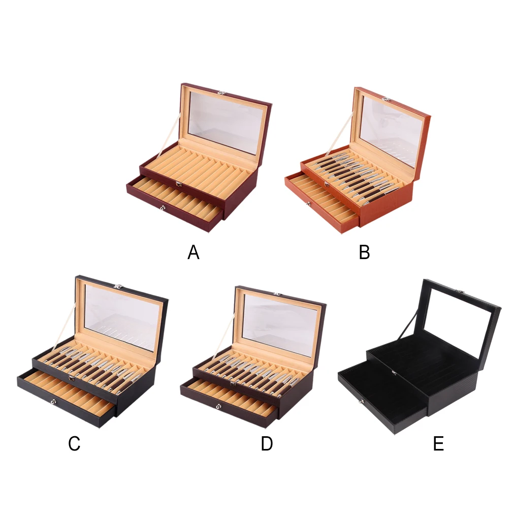 กล่องปากกาทำจากไม้ PU กล่องใส่โชว์ของขวัญที่เก็บปากกาไม้สำหรับนักเรียนกล่องใส่กาแฟ