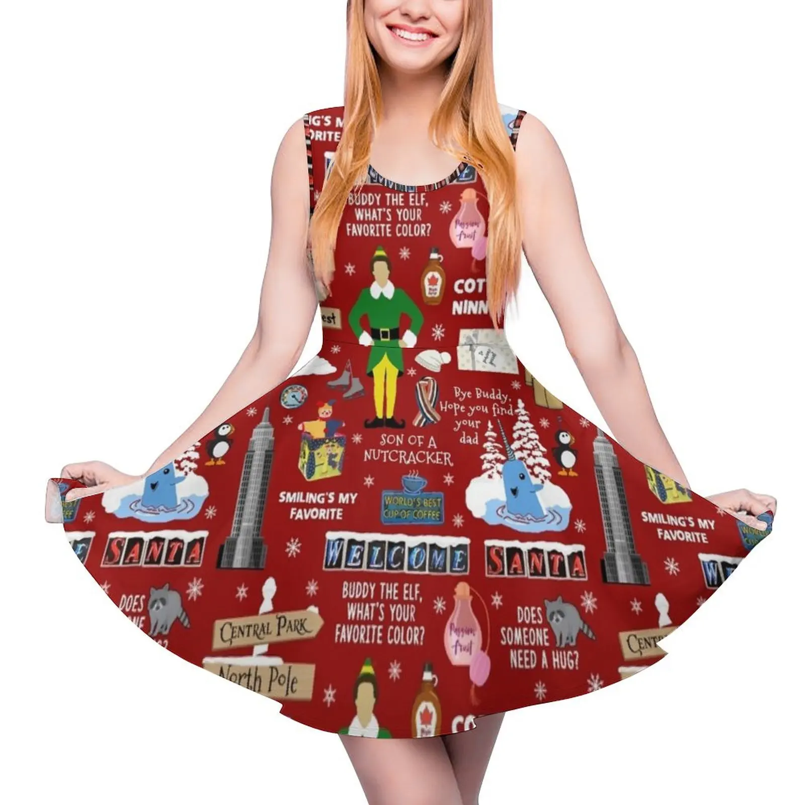 

Buddy the Elf collage, Red background Sleeveless Dress evening dresses luxury 2024 prom dresses summer women"s suit