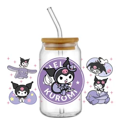 Miniso Melody Kuromi Theme For Libbey 16oz Can Glass 3D Transfer Decal Sticker Labels DIY Logo Waterproof