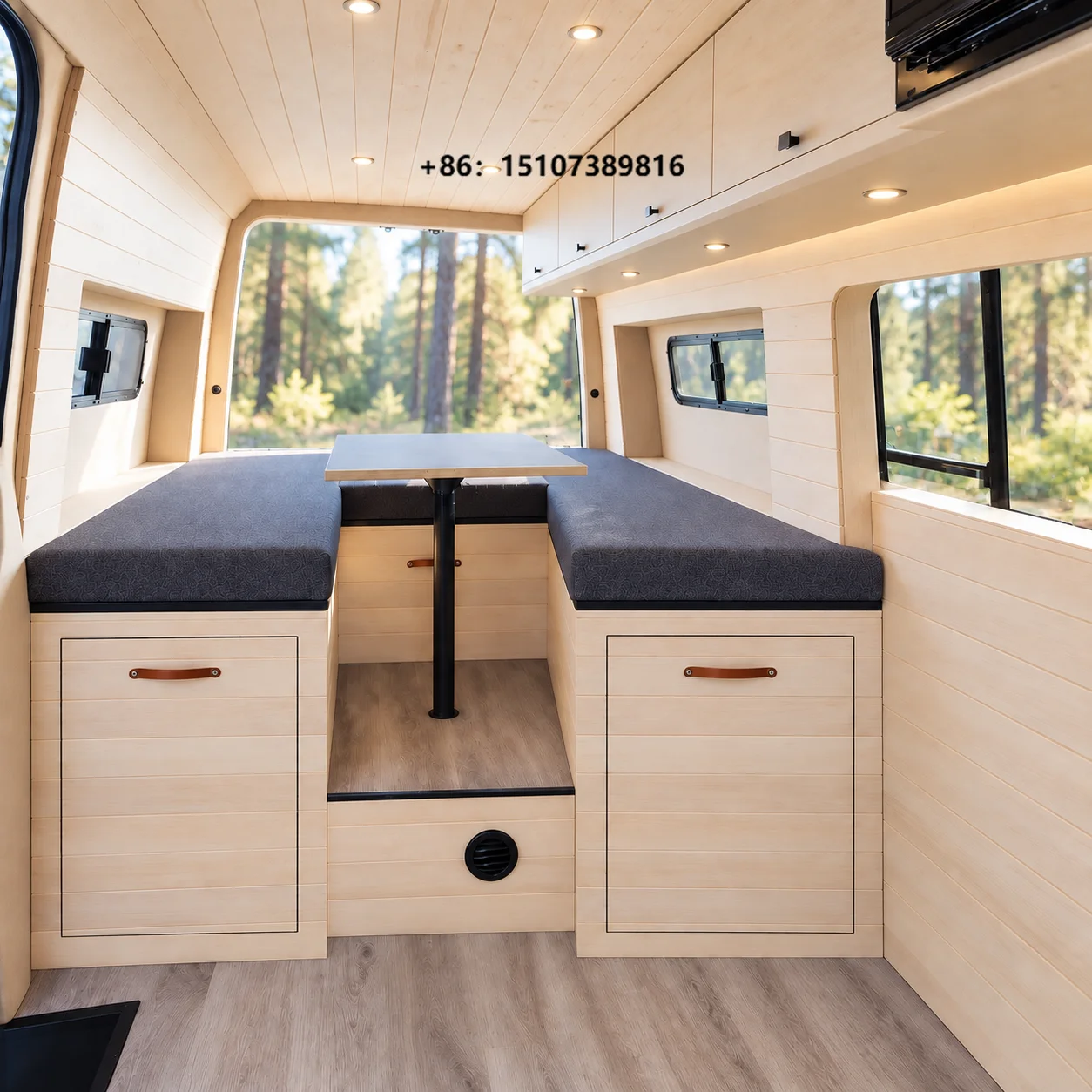 All Aluminum RV Furniture with Honeycomb Sofa Bed Storage Cabinet and Space Saving Table for Camping