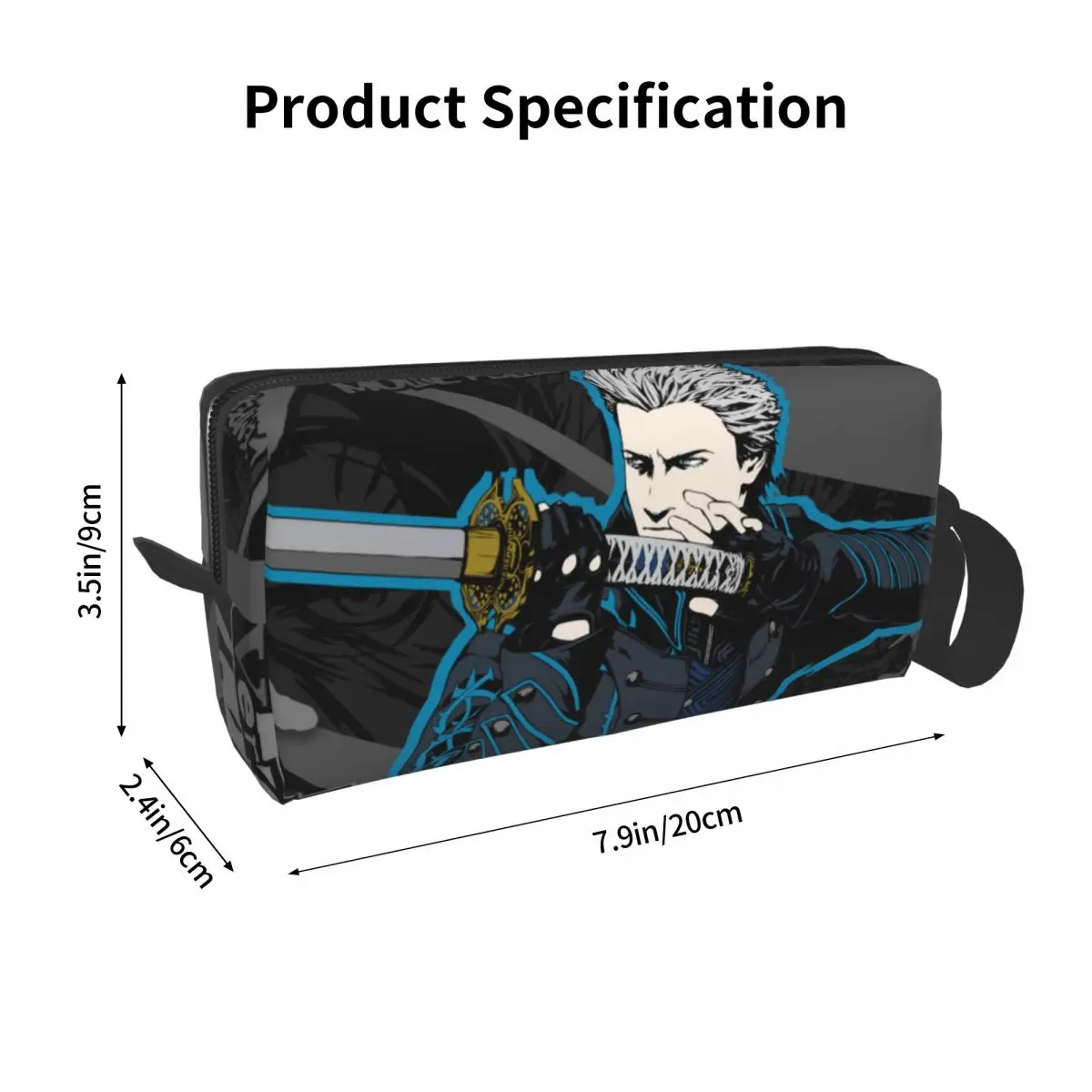 Vergil From The Devil May Cry Series Makeup Bag Cosmetic Organizer Dopp Kit Toiletry Cosmetic Bag for Women Beauty Pencil Case