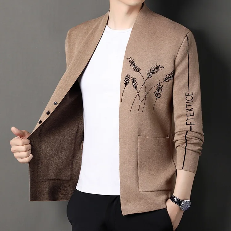 Cardigan Knitted Sweaters for Man Korean Style Turned Down Collar Jackets Sweater High Quality Casual Winter Warmer Knit Clothes