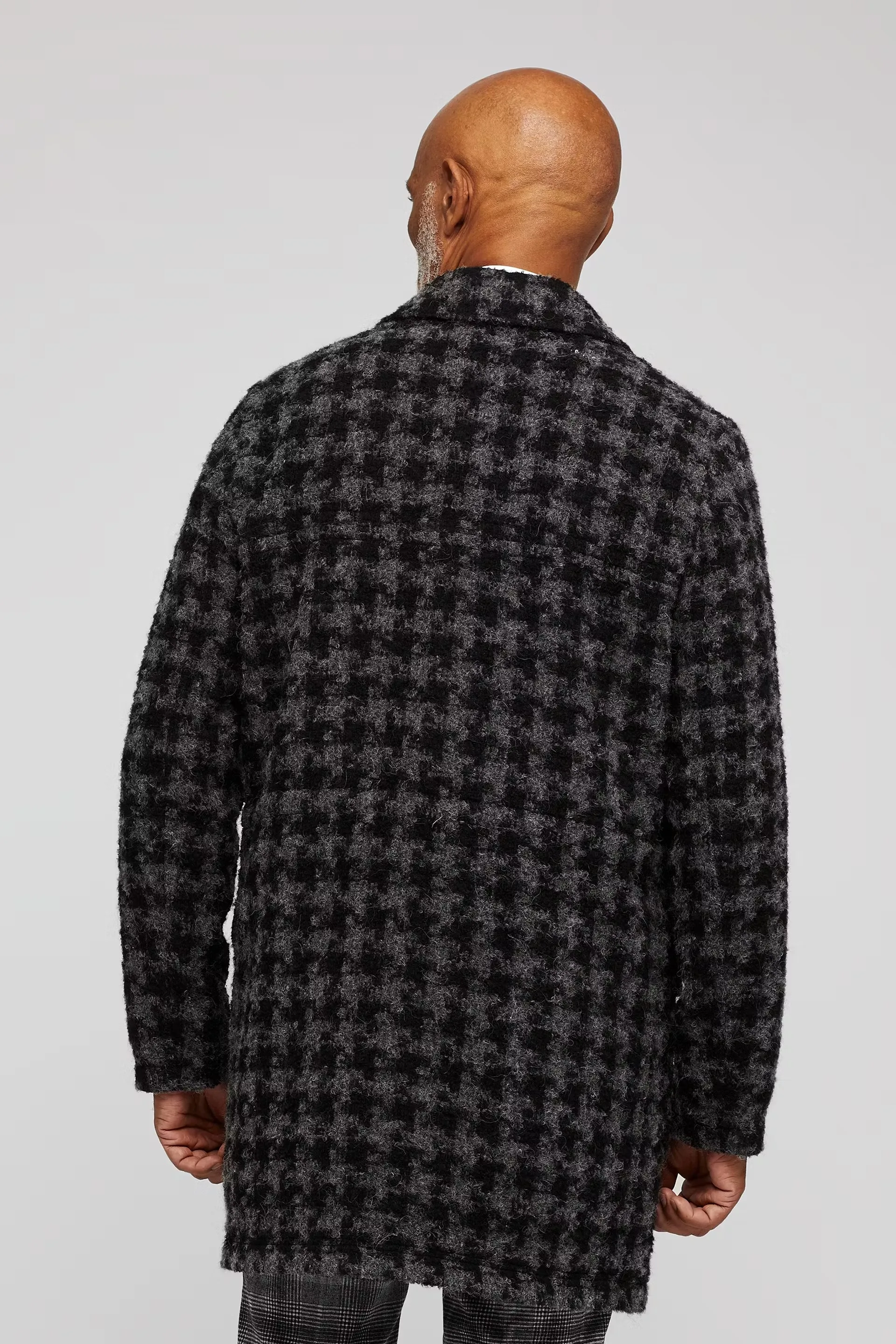 秋冬男性結婚式ジャケットカジュアルシングルブレスト千鳥格子プリントウールオーバーコートファッション新郎トレンチコートカスタマイズ