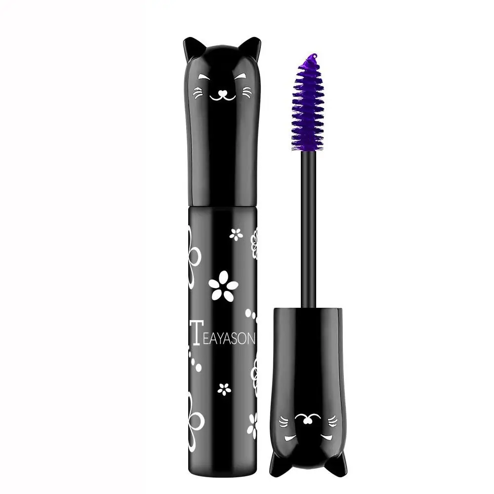 Bonito 6 cores gatinho rímel à prova dwaterproof água de secagem rápida extensão dos cílios escova de fibra de seda lash lift colorido rímel cosméticos para os olhos