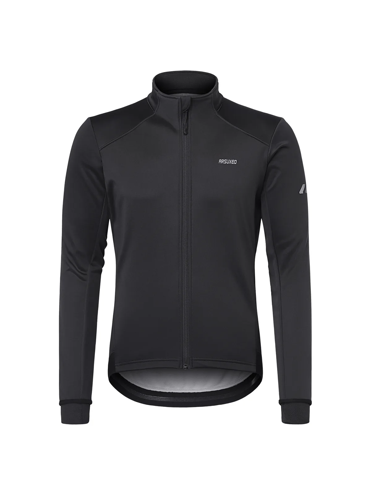 Autumn and winter cycling sports slimming cycling suit, three-layer composite fleece warm men's windproof jacket, 24C black