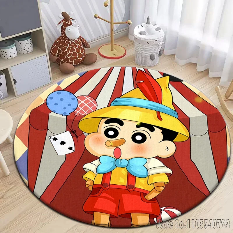 Cartoon Pinocchio Round Carpet 120cm Crawling Game Non-slip Floor Mat for Kids Rug Living Room Decor