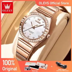 OLEVS Women's Watches Fashion Elegant Original Quartz Watch for Ladies Shining Diamond Case Waterproof Luminous Bracelet Set