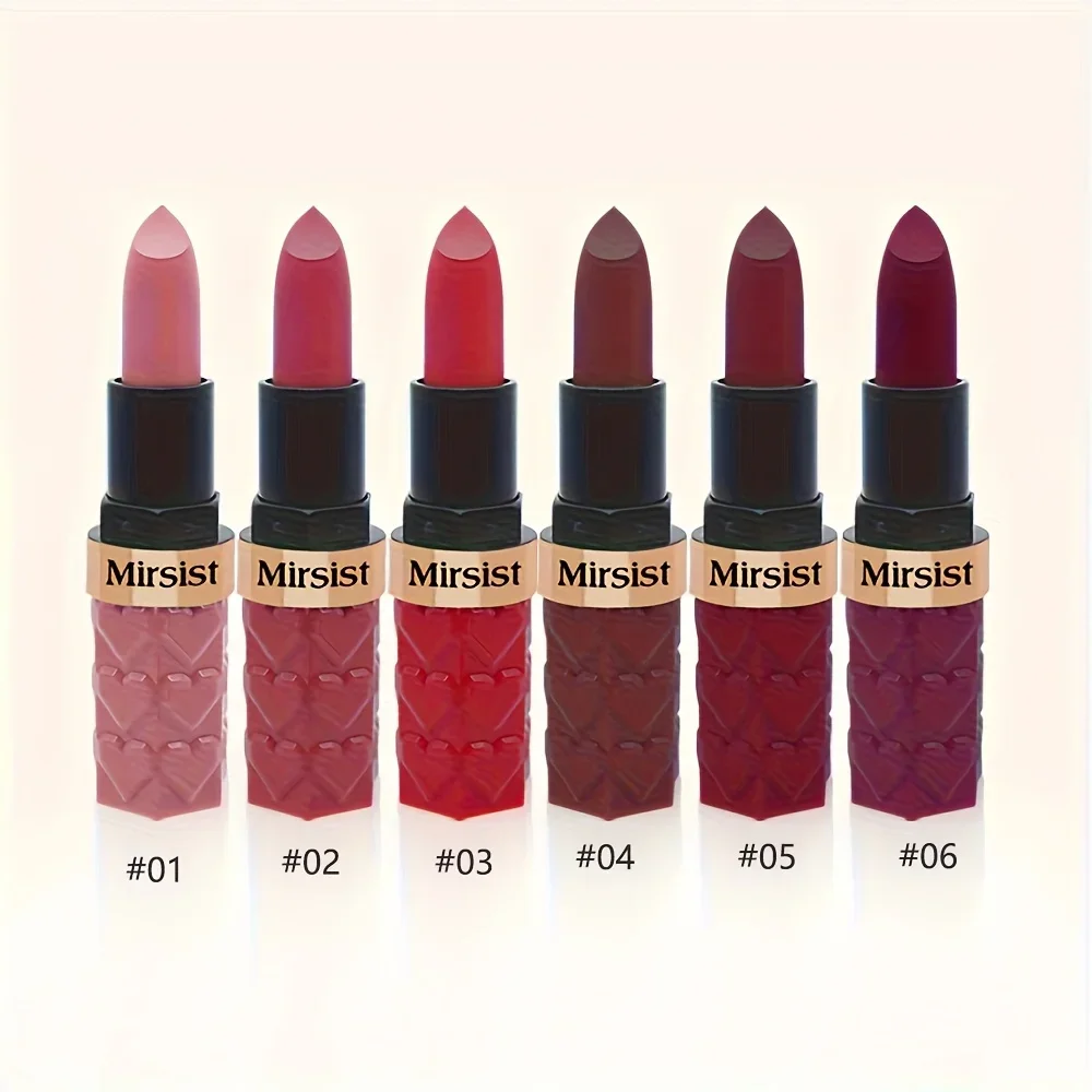 [أحمر شفاه غير لامع] أحمر شفاه غير لامع مكون من 6 ألوان بدون كوب مقاوم للماء وأحمر شفاه يدوم طويلاً ولا يبهت، أحمر شفاه حب