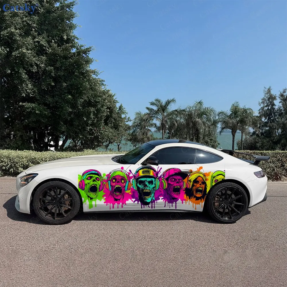 Roaring Skeleton Car Sticker Full Body Decal Decoration Covering Scratches Protect Car Sticker Waterproof Car Vinyl Wraps