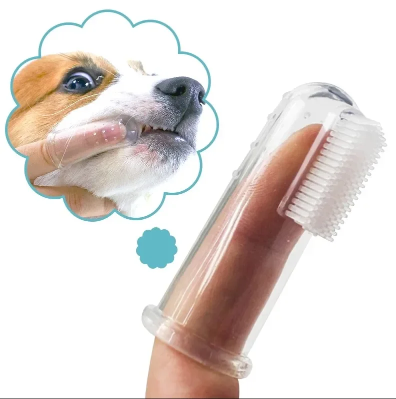 Pet Toothbrush Super Soft Pet Finger Toothbrush Dog Brush Bad Breath Tartar Teeth Care Tool Pet Cleaning Silicagel Supplies Dog