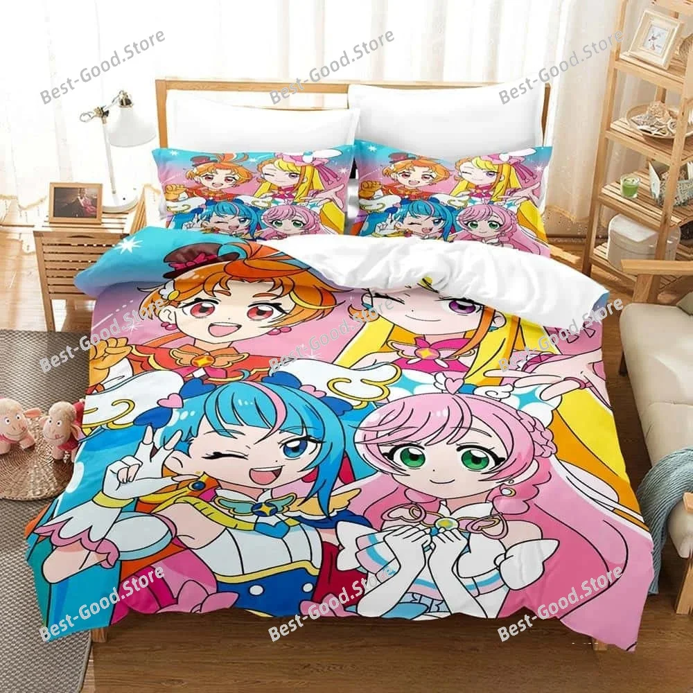 3D Kawaii Anime Hirogaru Sky! Pretty Cure Bedding Set Single Twin Full Queen King Size Bed Set Adult Kid Bedroom Duvetcover Sets