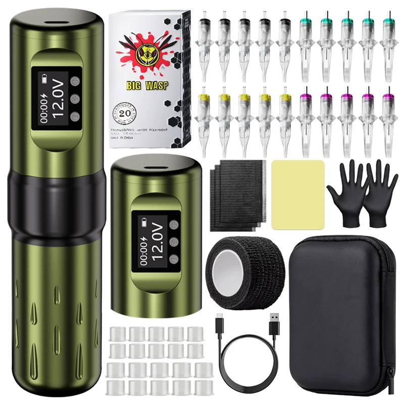 

New Professional Tattoo Pen Wireless Tattoo Machine Kit For Permanent Makeup Tattoo Machine With Mix Cartridge for Tattoo Artist