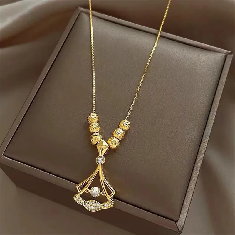 Exquisite Skirt, Zircon Pendant Necklace Women Light Luxury Temperament, Versatile Banquet Jewelry