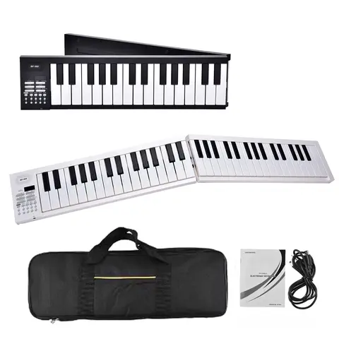 Miwayer 61-Key Portable Folding Electronic Piano Keyboard with LED Display, 16 Tones&100 Rhythms, Built-in Battery,Teaching Mode