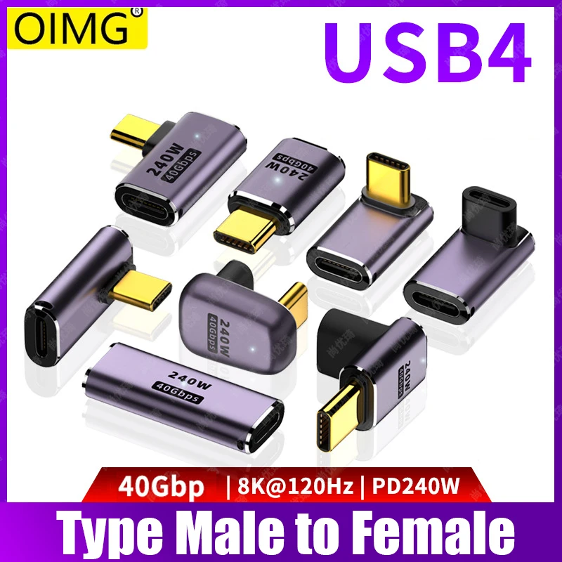 5A 240W USB4 OTG Type C To C Thunderbolt 4 Extension Cable Adapter L Style Male To Female To Female For Phone Laptop PC 40Gbps