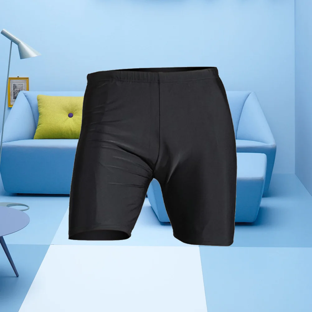 

Men Black Nylon Swimsuit Compression Shorts Quick Drying Moisture Wicking Athletic Tights Swimwear for Swimming Surfing