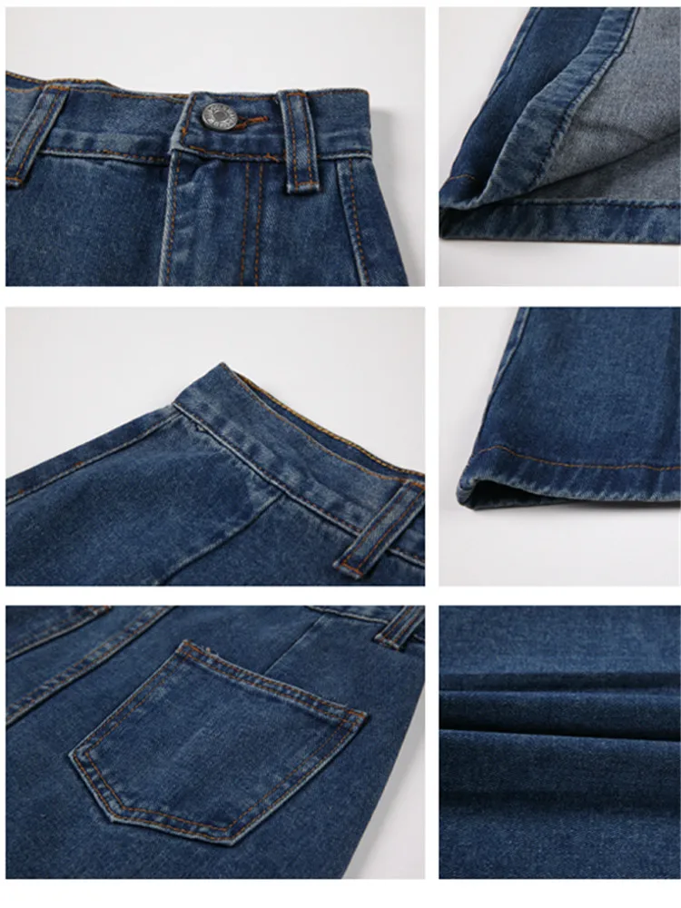 REALEFT Women\'s Midi Denim Skirt Spring Side Split High Wasit Jeans Skirts Straight Female A-line Pencil Skirt 2023 New Summer