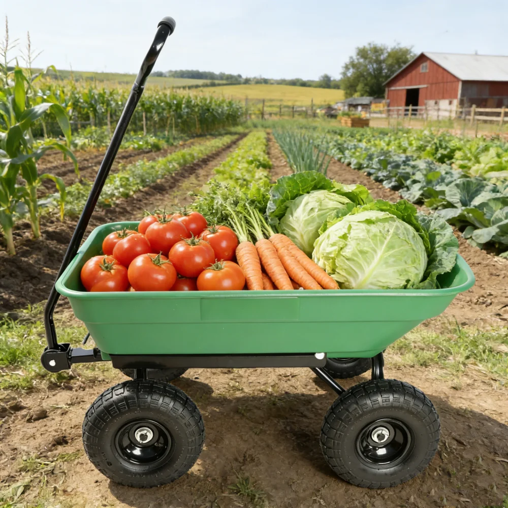 

Портативная складная садовая тележка 113, 55 л, зеленая, усиленная, грузоподъемность 300 фунтов, стальная рама, пневматические колеса, для двора, патио, газона