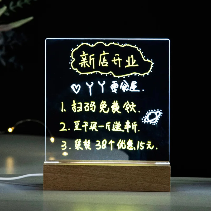 Can erase and write transparent acrylic writing board children home luminous message board stall handwriting price blackboard