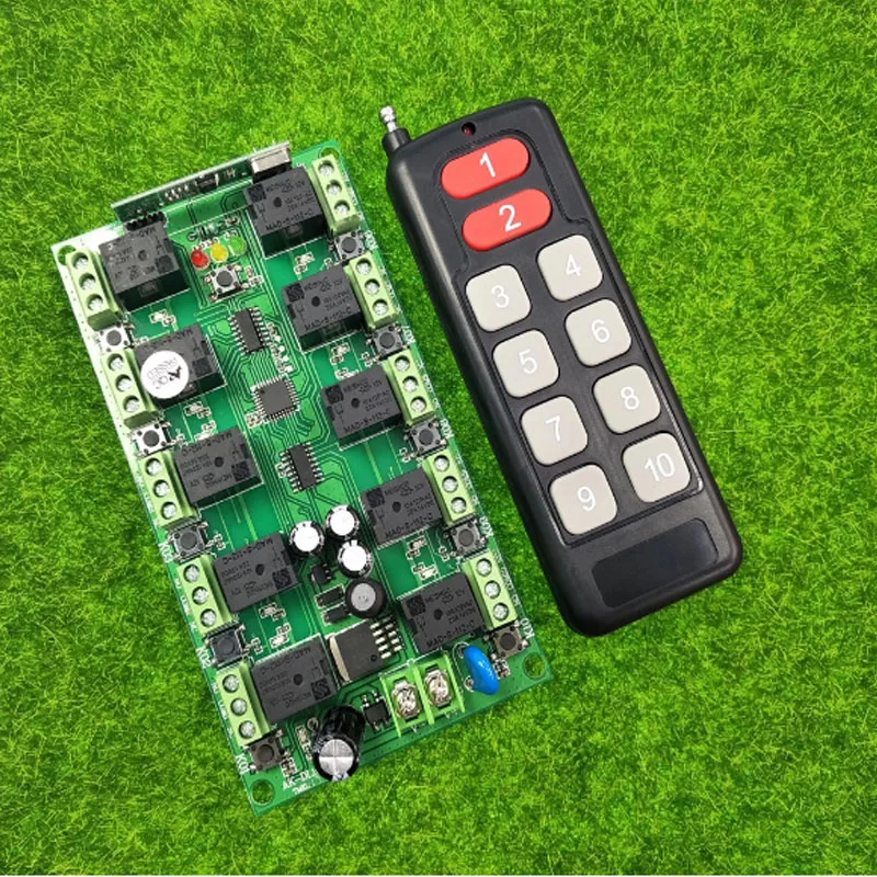 DC 12V 10CH Independent RelayRF Wireless Remote Control Switch System, New Transmitter + Receiver 315/433 MHz