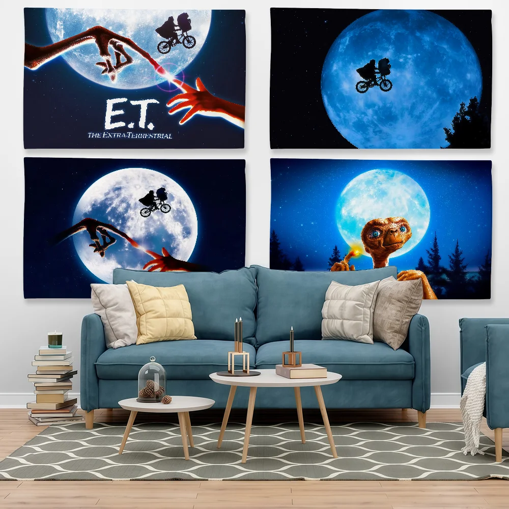 Movie E-ET Extra T-Terrestrial Flag Tapestry Outdoor Party Bedroom Living Room Dormitory Decorative Themed Wall Hanging Banner