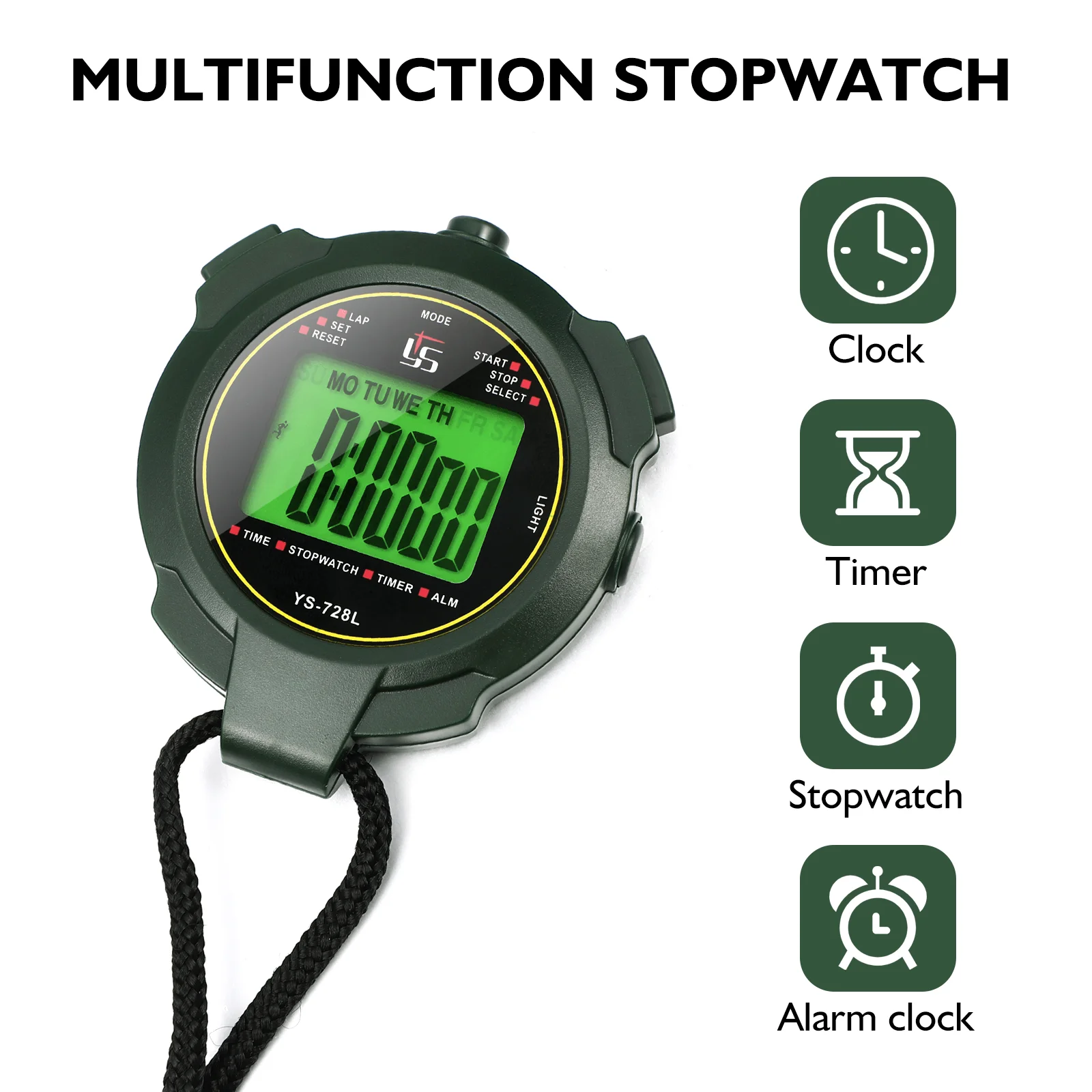 Stopwatch Training Game Stopwatches Digital Suit Match Timer Green Professional Boy