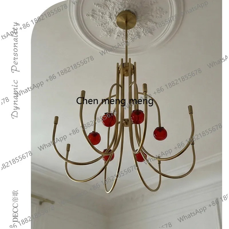 

Легкая роскошная креативная люстра из красного стекла в форме фруктов для гостиной, спальни, столовой, художественная люстра с высоким эстетическим качеством