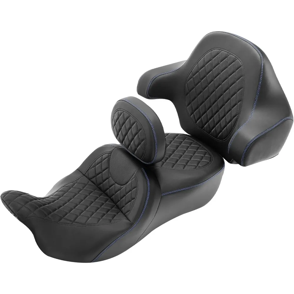 

Hammock Sofa Seat Cushion, Driver Sissy Bar Rider Backrest Passenger Backrest Pad Diamond 2-Up One-Piece Sissy Bar fit for Harl