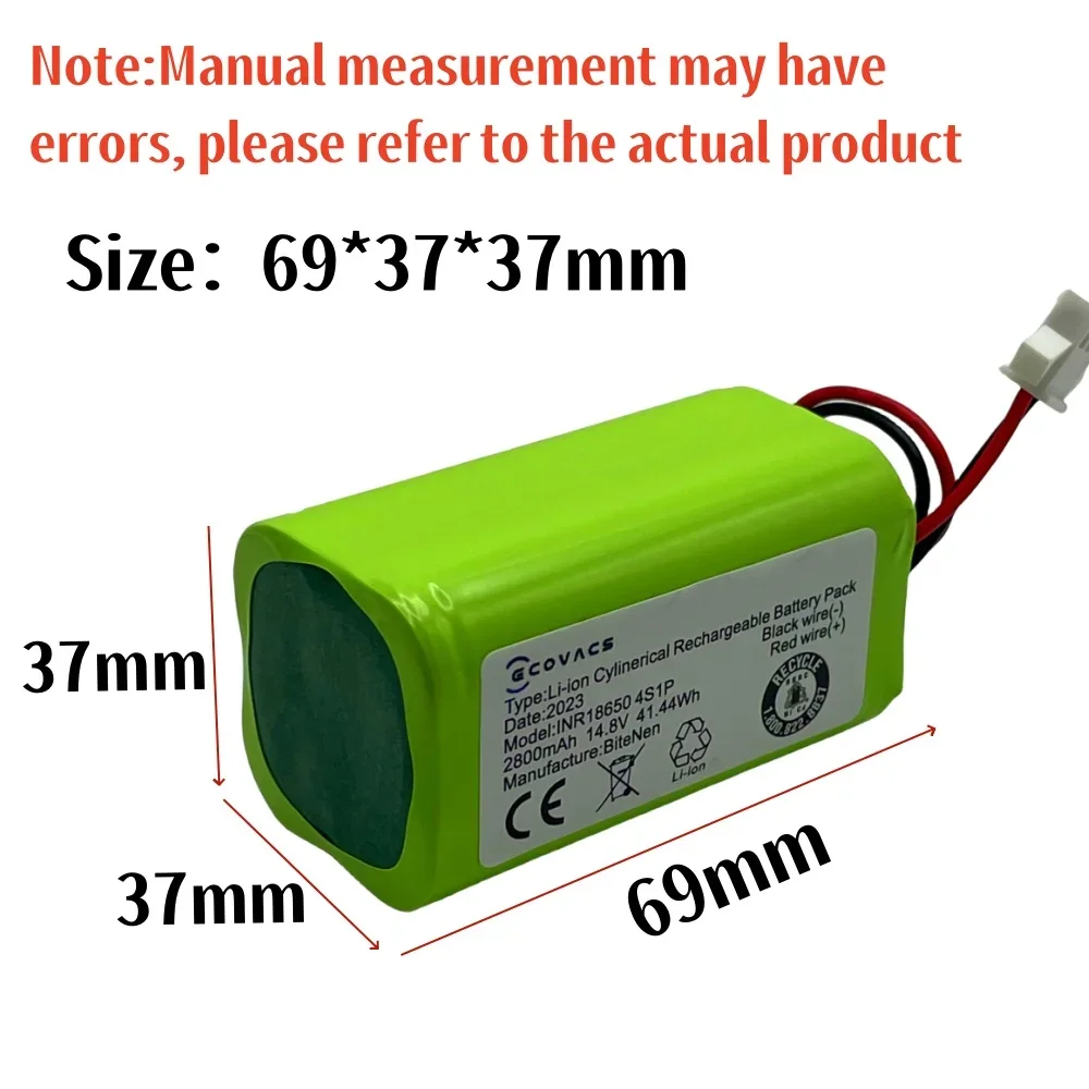 100% NEW 14.8V 2800mAh 4S1P 18650 Li-ion Rechargeable Battery Pack for Xiaomi Robot Vacuum Cleaner Battery image 3