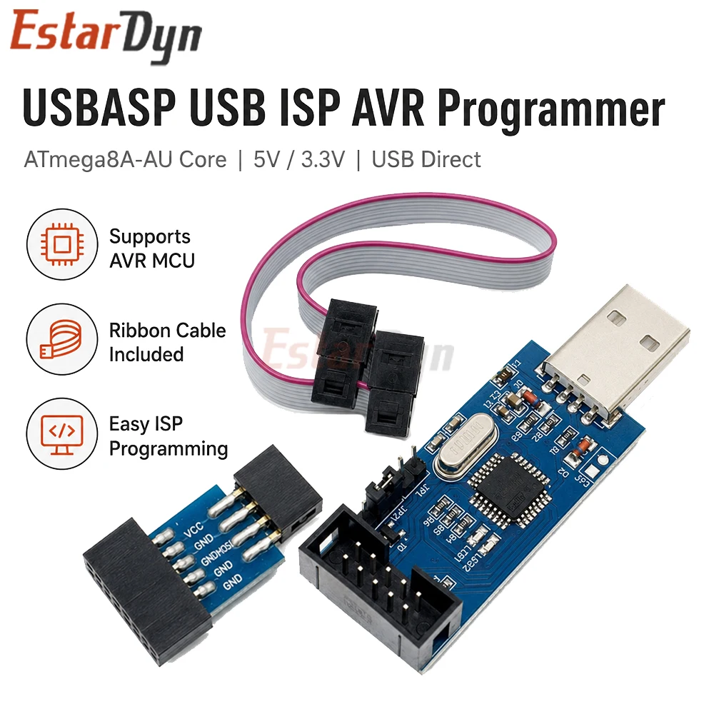 Estardyn USBASP USBISP AVR Programmer USB ISP Downloader for ATMEGA8 ATMEGA128 Win7 64-bit Development Board