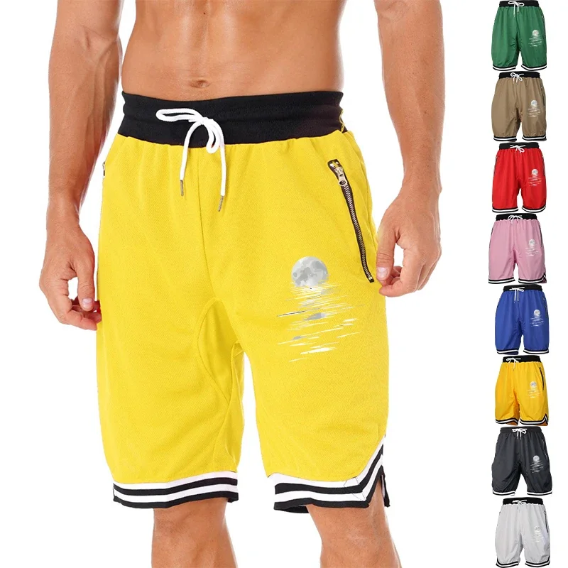 

Men's Printed Lightweight Quick Dry with Zipper Pockets Basketball Mesh Athletic Running Shorts