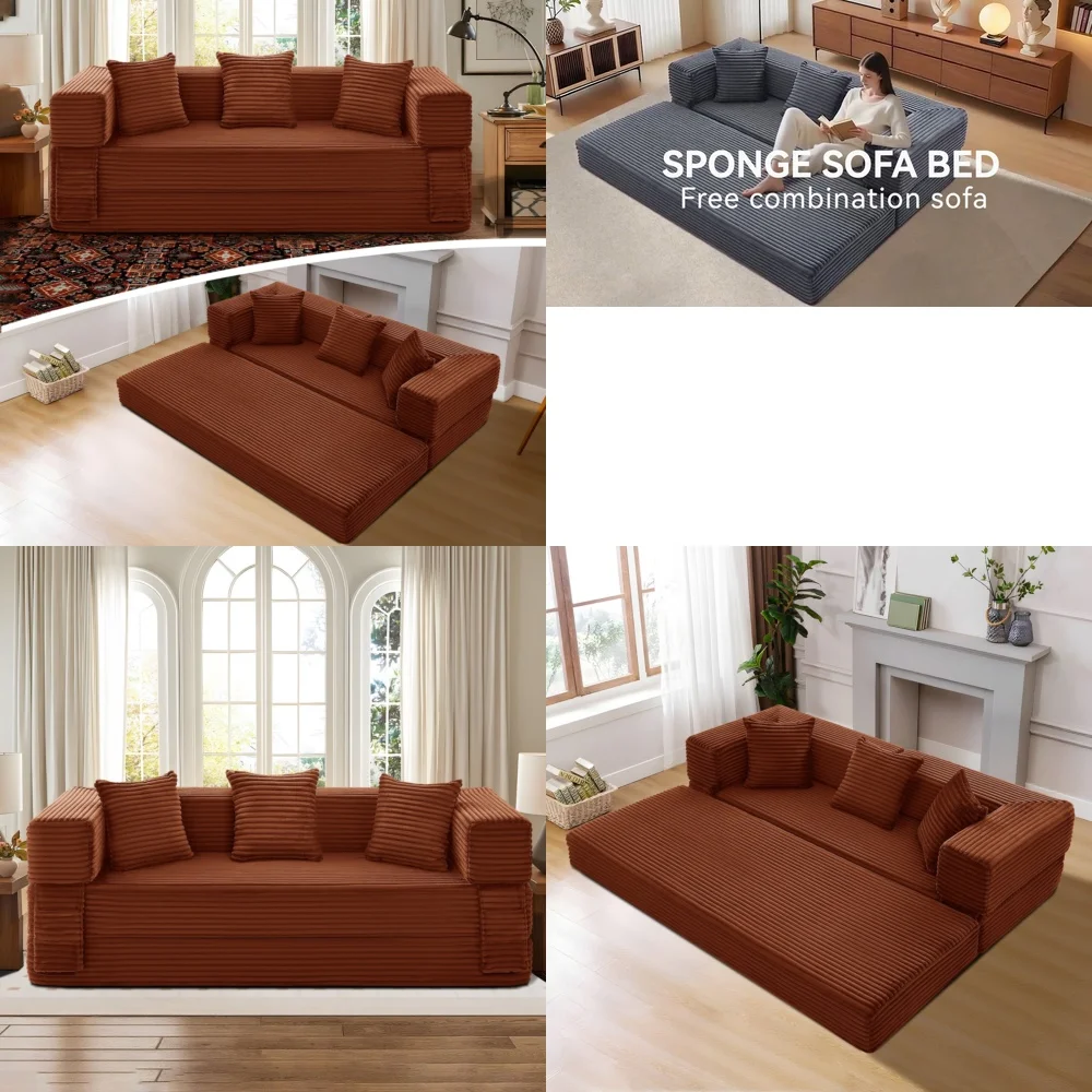 

Living room sofas6 in 1 Sofa Bed Convertible Couch Folding Floor Sofa Pull Out Sleeper Corduroy Living Room Furniture Space