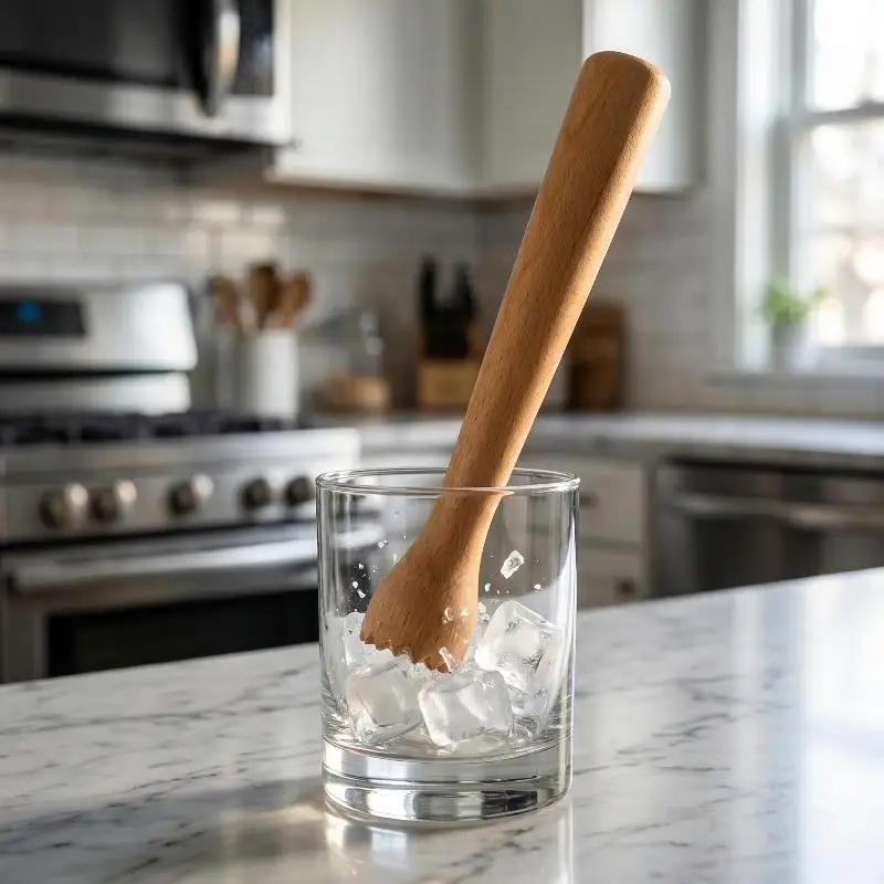 1Pcs Ice Muddler Wooden Pestle Beech Material Bar Kitchen Cocktail Tool Ice Muddler Sturdy Swizzle Sticks