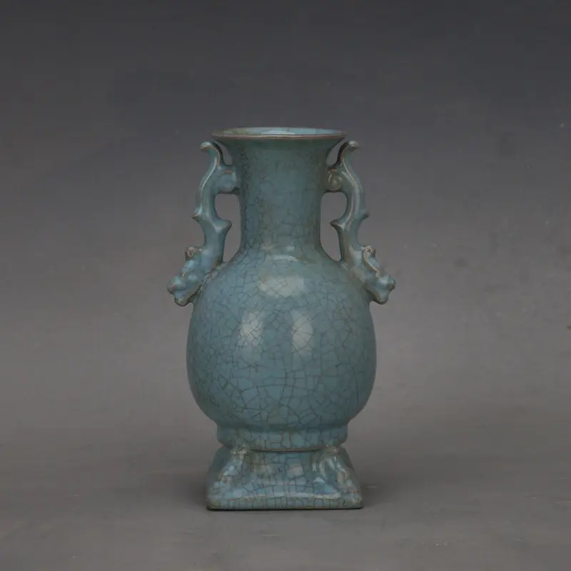 Chinese Song Dynasty Dangyangyu Marbled Green Glaze Garlic Head Vase with Flared Mouth Vintage Porcelain Decor