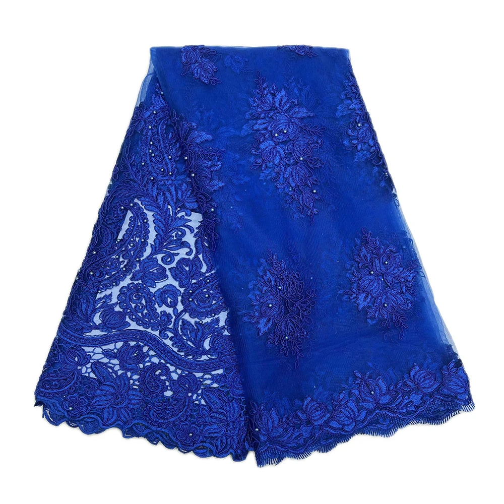 아프리칸 레이스 메쉬 튤 레이스 파티 원단 최신 5야드 진주 디자인 프랑스 웨딩 드레스 레이스 소재 여성 네트 레이스 원단