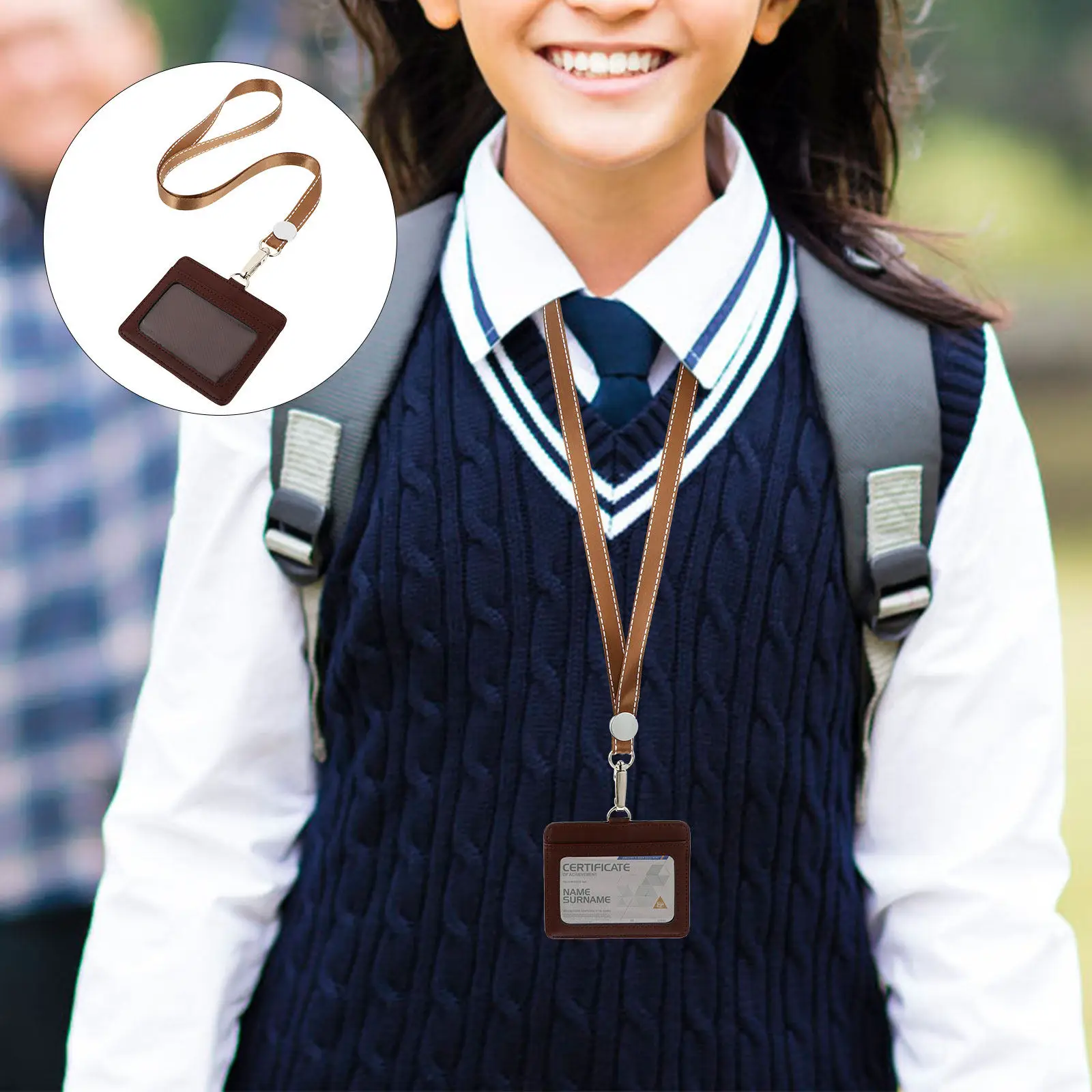 

1Pcs Premium Id Badge Holder with Metal Hanging Buckle Two-Slot Design for Business Cards Badges Strong
