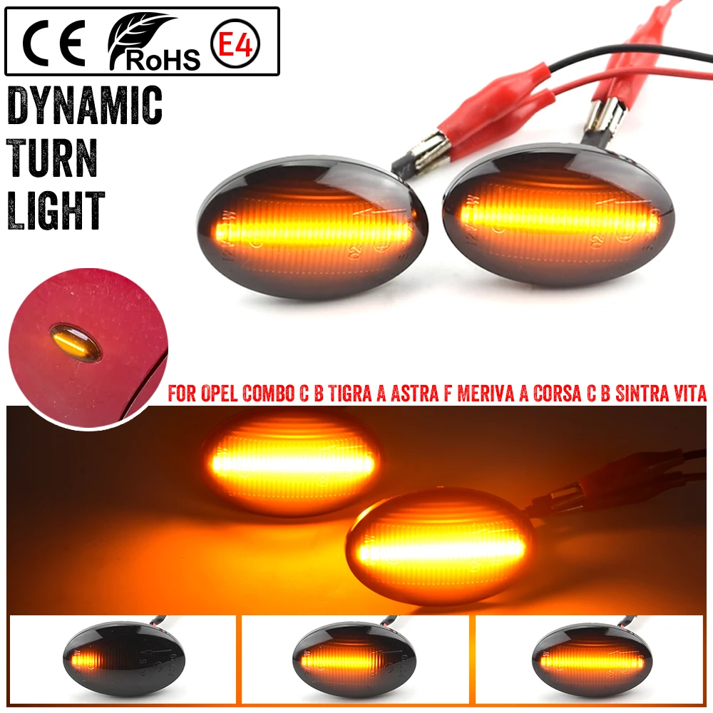 2Pcs Car Dynamic LED Side Marker Lihgt Turn Signal Lamp For Opel Corsa B C Astra F Combo B C Meriva A Car Accessories