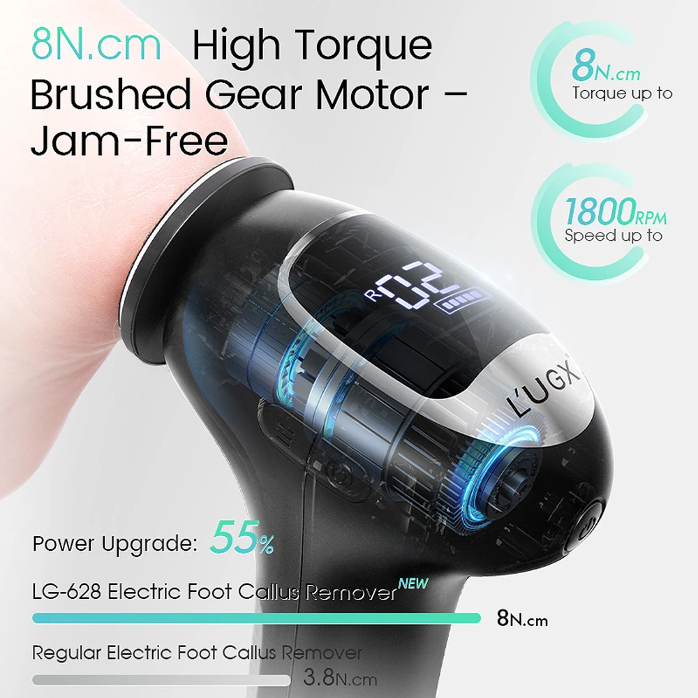 مزيل مسامير القدم الكهربائية سرعة قابلة للتعديل 115 °   آلة العناية بالقدم ذات عزم دوران عالي 8N.cm بتصميم بزاوية مع ورق صنفرة قابل للاستبدال